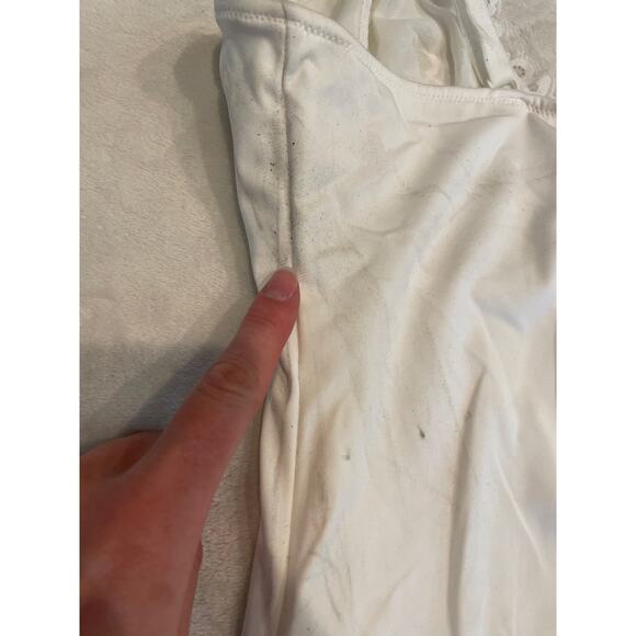 POPILUSH Shapewear Lace V Neck Side Slit Slimming Maxi Slip Dress Large White - Picture 13 of 14